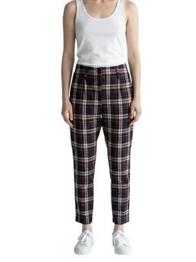 Novemb3r 🇮🇹 drop crotch cotton cropped plaid chinos Sz 26 excellent condition